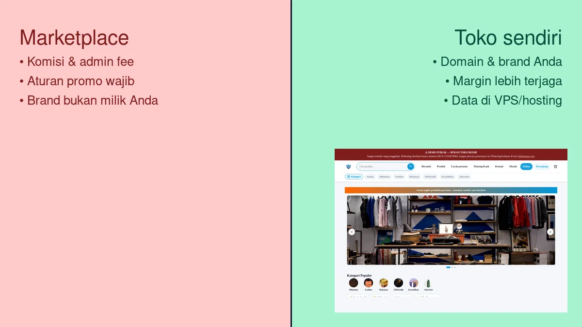 Marketplace vs toko online sendiri