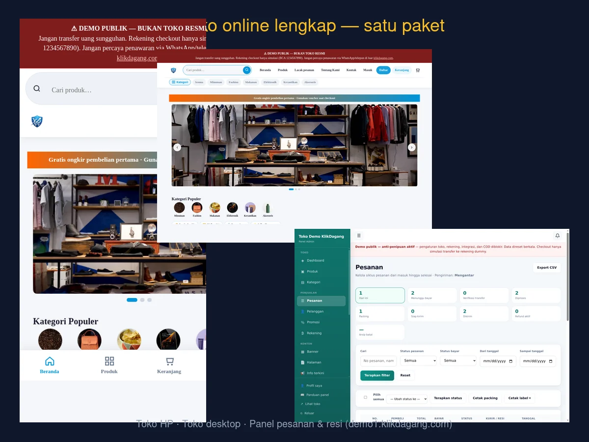 Ringkasan fitur toko online KlikDagang